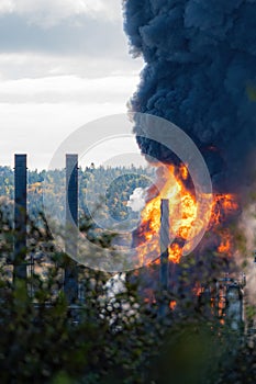 Explosion and fire at an oil refinery
