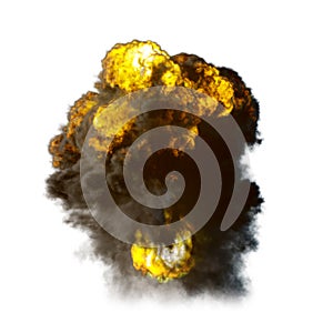 Explosion with fire and smoke isolated