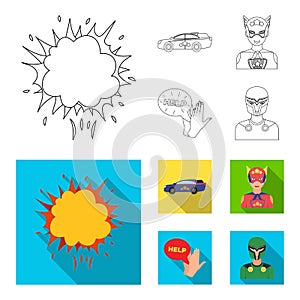 Explosion, fire, smoke and other web icon in outline,flat style.Superman, superforce, cry, icons in set collection.