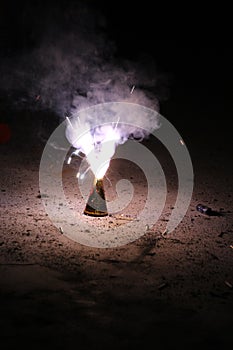 Explosion of firework cracker for bokeh background effect