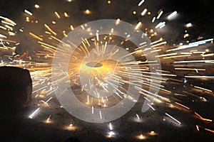 Explosion of firework cracker for bokeh background effect