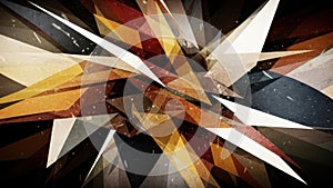 Explosion of geometric shapes and colors radiating outward in abstract art