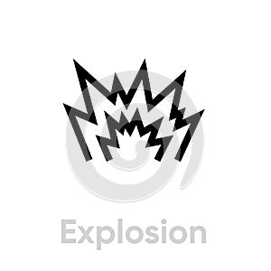 Explosion gun shot icon. Editable line vector.