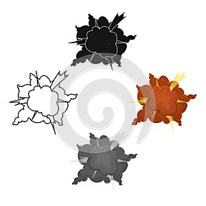 Explosion icon in cartoon style isolated on white background. Explosions symbol stock vector illustration.