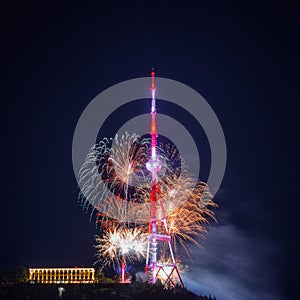 Explosion of multi-colored fireworks in Tbilisi