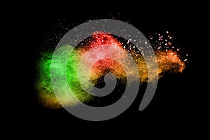 Explosion of multi colored powder.