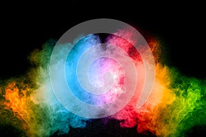 Explosion of multi colored powder.