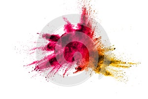 Explosion of multi colored powder