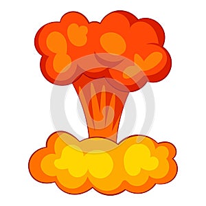 Explosion of nuclear bomb icon, cartoon style