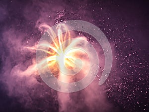 Explosion of nuclear fusion powder