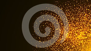 An explosion of orange and gold embers or particles with depth of field