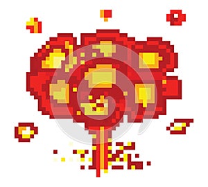 explosion pixel art, Video game explosion animation flame pixel art.
