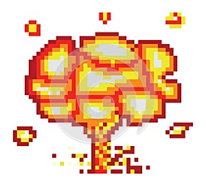 explosion pixel art, Video game explosion animation flame pixel art.