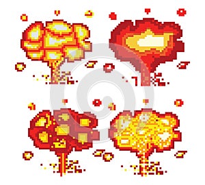 explosion pixel art, Video game explosion animation flame pixel art.