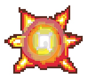 explosion pixel art, Video game explosion animation flame pixel art.
