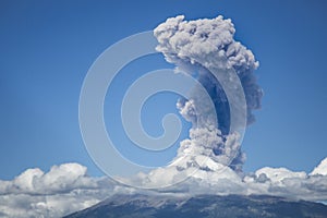 Explosion of popocatepetl volcano photo