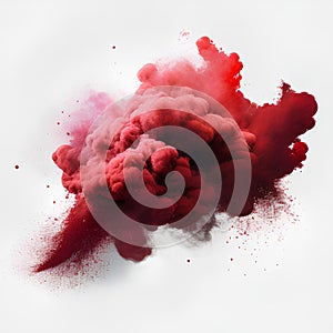 Explosion of red powder isolated on white background. 3d rendering