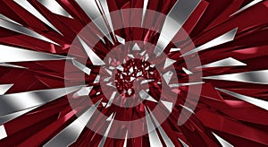 Explosion of Red and Silver Geometric Shapes