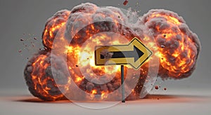 Explosion with Right Arrow Sign
