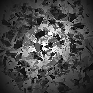 Explosion - Shatter and destruction effect. Abstract cloud of pieces and fragments after explosion. Vector illustration