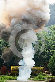 Explosion and smog