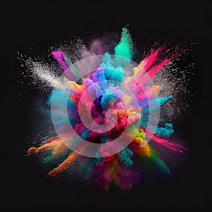explosions color powder dust paints colorful clouds or explosions, ink splashes, decorative items background Generative AI