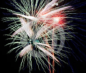 Explosions of Many Launched Fireworks Shells into the Night Aerial Display