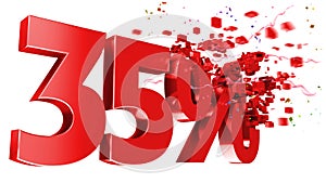 Explosive 35 percent off on white background