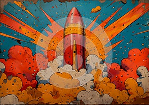 Explosive Art: A Colorful Journey Through a Rocket Launch and Sk