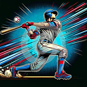 Explosive Baseball Hit: An Action-Packed Illustration