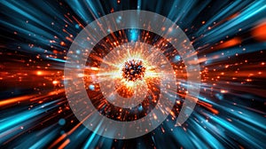 Explosive Burst of Light with Energy Particles. Generative ai