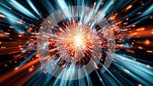 Explosive Burst of Light with Energy Particles. Generative ai