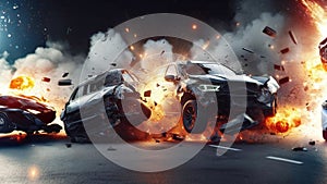 Explosive Car Crash - AI Generated Illustration, realistic