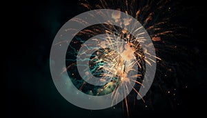 Explosive celebration ignites vibrant multi colored firework display in the night generated by AI