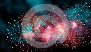 Explosive celebration igniting vibrant colors in a firework display generated by AI
