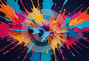 Explosive Color Symphony: Dynamic Abstract Paint Splash Art\
