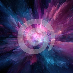 Explosive colorful nebula energy burst