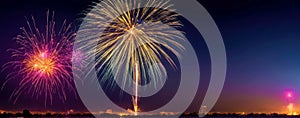 Explosive Colors in the Sky, Fireworks Stock Photo, AI Generated