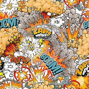 Explosive comic style pattern with bold effects