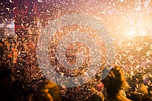 Explosive confetti at an entertainment party concert