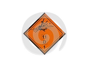 Explosive danger sign is isolated on white background
