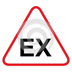 Explosive EX icon, danger symbol isolated on white background. Vector hazard sign