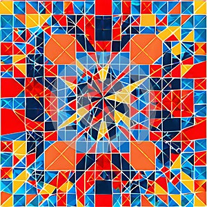 Explosive Geometric Kaleidoscope: A Mosaic of Colorful Abstract Polygons