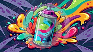 Explosive Graffiti Spray Paint Can with Colorful Splatter photo