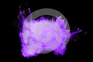 Explosive powder purple on black background.