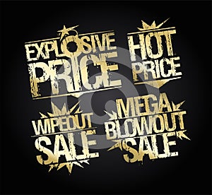 Explosive price, hot price, wipeout sale and mega blowout sale