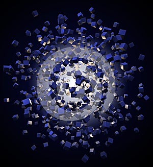 Explotion of abstract cubes photo