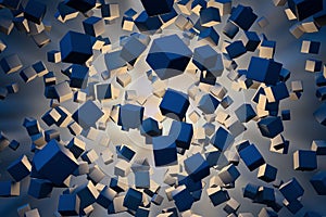 Explotion of abstract cubes photo