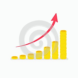 Exponential growth graph with stacks of coins