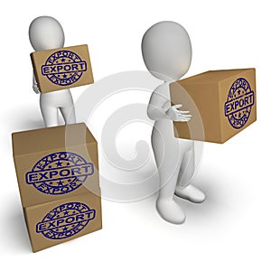 Export Boxes Show Exporting And Shipping Goods